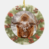 Kerstversiering voor hoogland Koe Keramisch Ornament (Achterkant)