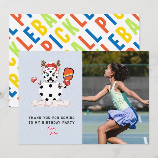 Kerstversiering voor Kerst Pickleball Kinderen Ver Bedankkaart (Voorkant / Achterkant)