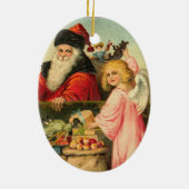 Kerstversiering voor kerstmis in Santa and Angel Keramisch Ornament (Achterkant)