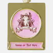 kerstversiering voor Lacrosse mama Verguld Banner Ornament (Voorkant)