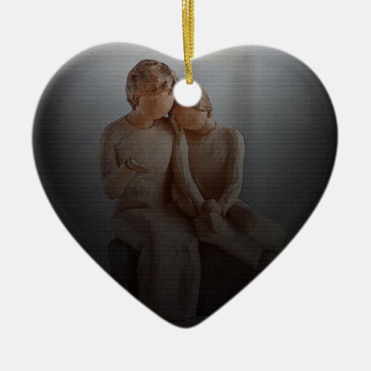Kerstversiering voor moeder en kind keramisch ornament (Voorkant)