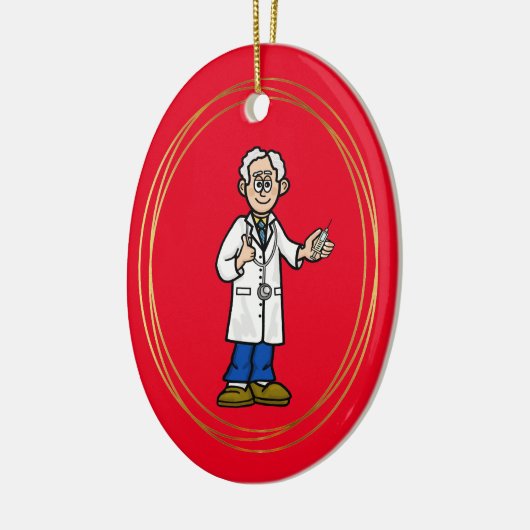 Kerstversiering voor oudere mannelijke artsen keramisch ornament (Links)