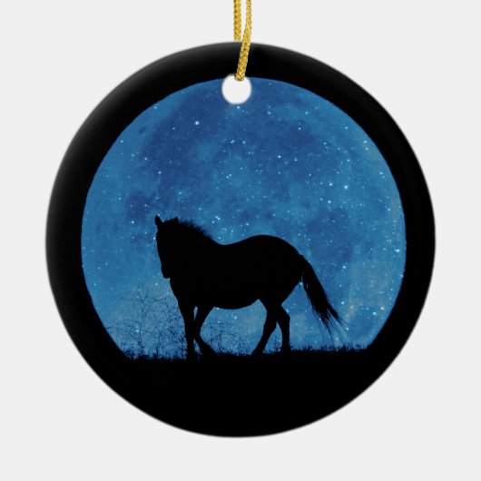  kerstversiering voor paarden en maan kerstmis keramisch ornament (Voorkant)