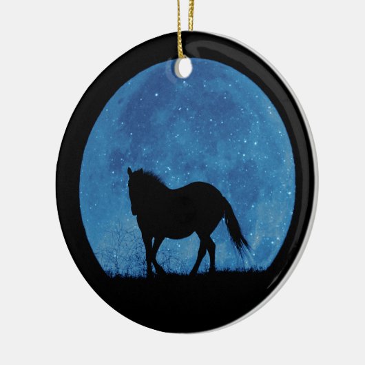 kerstversiering voor paarden en maan kerstmis keramisch ornament (Links)