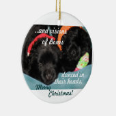 Kerstversiering voor Puppies bij Newfoundland Keramisch Ornament (Rechts)