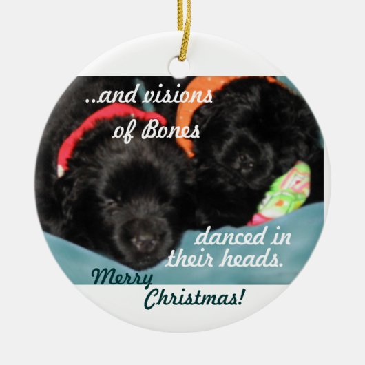 Kerstversiering voor Puppies bij Newfoundland Keramisch Ornament (Voorkant)