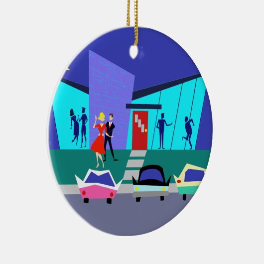 Kerstversiering voor Retro Open House Keramisch Ornament (Rechts)