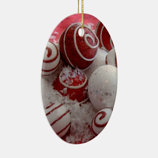 Kerstversiering voor rode en witte sierplanten keramisch ornament (Rechts)