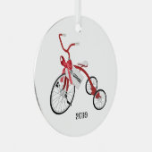 kerstversiering voor rode fietsmeisjes metalen ornament (Voorkant Rechts)