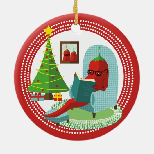 Kerstversiering voor Spaanse peper Keramisch Ornament (Achterkant)