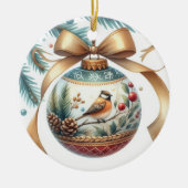 Kerstversiering voor vogelliefhebbers keramisch ornament (Voorkant)