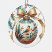 Kerstversiering voor vogelliefhebbers keramisch ornament (Links)