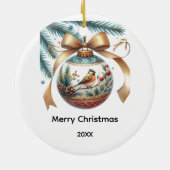 Kerstversiering voor vogelliefhebbers keramisch ornament (Achterkant)