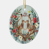 kerstversiering voor winterversiering met winterse keramisch ornament (Rechts)