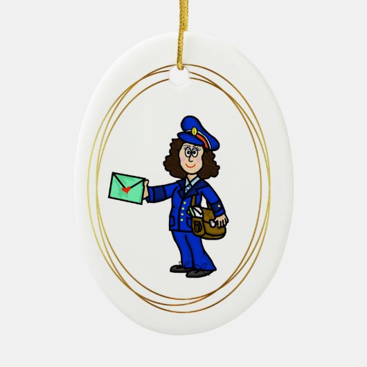 kerstversiering vrouw Letter Carrier Keramisch Ornament (Voorkant)