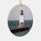 Kerstversiering vuurtoren keramisch ornament (Rechts)