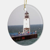 Kerstversiering vuurtoren keramisch ornament (Links)