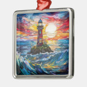 Kerstversiering vuurtoren metalen ornament (Links)