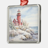 Kerstversiering vuurtoren metalen ornament (Links)