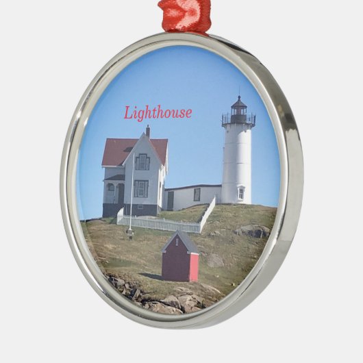 Kerstversiering vuurtoren metalen ornament (Links)