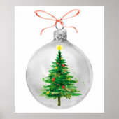 Kerstversiering waterverf met kerstbomen poster (Voorkant)