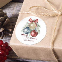 Kerstversiering Waterverf Vakantie Ronde Sticker