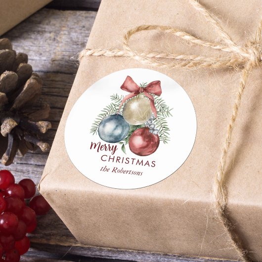 Kerstversiering Waterverf Vakantie Ronde Sticker