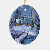 kerstversiering-wintersceen keramisch ornament (Rechts)