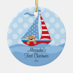Kerstversiering Zeilboot Baby Jongen Eerste Kerstm Keramisch Ornament