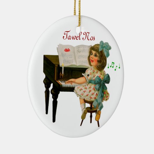 kerstversiering zingend meisje keramisch ornament (Rechts)