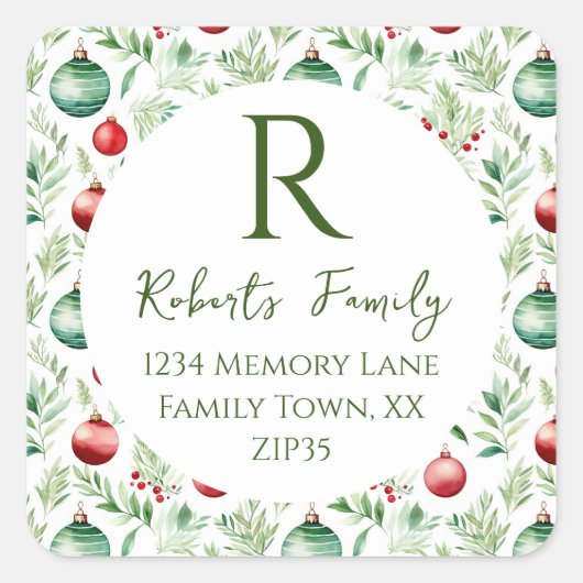 Kerstversieringen Adres Klassieke Ronde S Vierkante Sticker (Voorkant)
