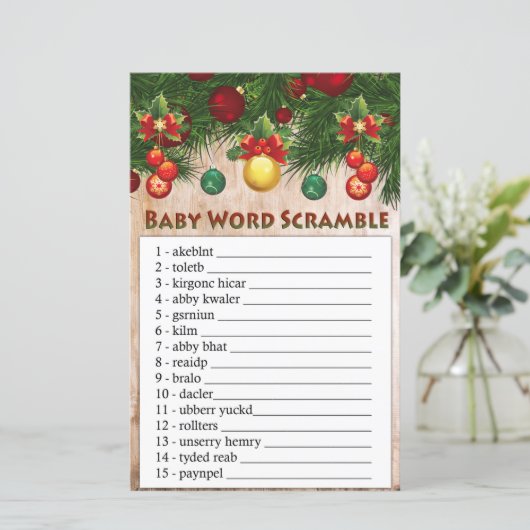 kerstversieringen Baby word scramble game (Staand voorkant)
