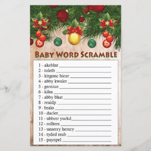 kerstversieringen Baby word scramble game