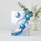 KERSTVERSIERINGEN BLAUW / WIT #1 FEESTDAGENKAART (Staand voorkant)