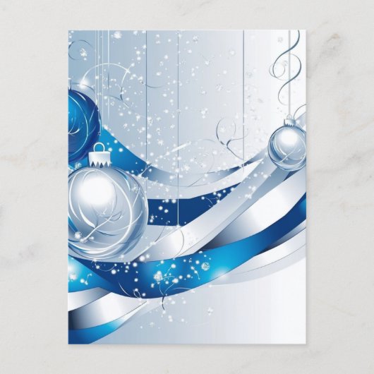 KERSTVERSIERINGEN BLAUW / WIT #2 FEESTDAGENKAART (Voorkant)