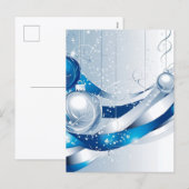 KERSTVERSIERINGEN BLAUW / WIT #2 FEESTDAGENKAART (Voorkant / Achterkant)
