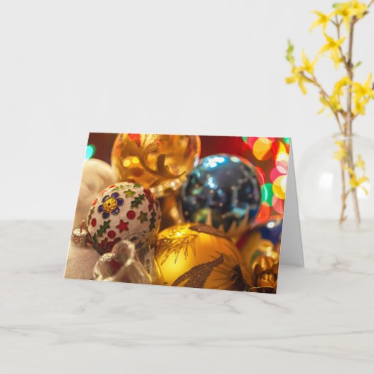 Kerstversieringen Close-up Kaart (Gele Bloem)