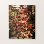 Kerstversieringen die op bomen hangen, zijn moeili legpuzzel (Verticaal)