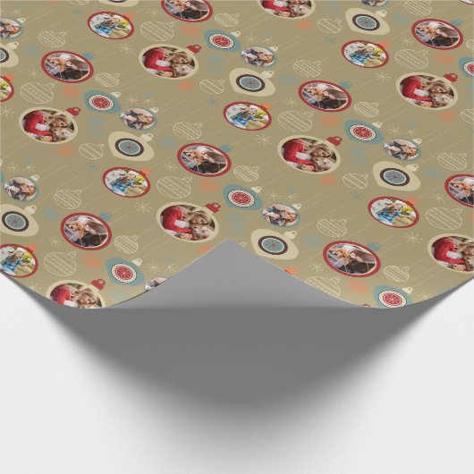 Kerstversieringen Elegant Goud Custom Face Cadeaupapier (Hoek)
