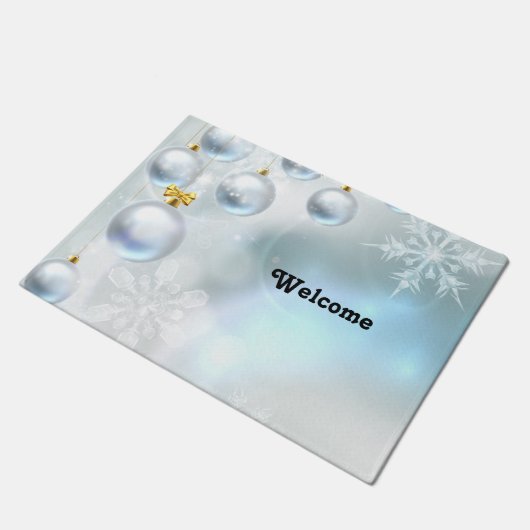 kerstversieringen en sneeuwvlokken deurmat (Schuin)