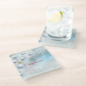 kerstversieringen en sneeuwvlokken glazen onderzetter (Schuin)