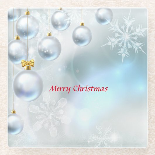 kerstversieringen en sneeuwvlokken glazen onderzetter (Voorkant)