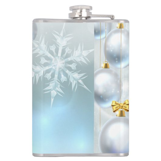 kerstversieringen en sneeuwvlokken heupfles (Achterkant)