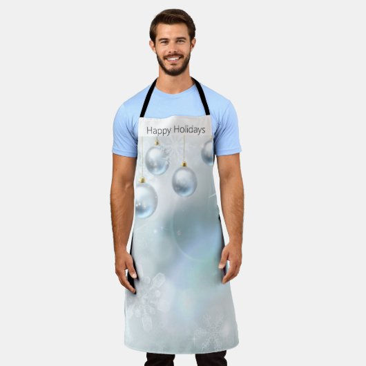 kerstversieringen en sneeuwvlokken schort (Gedragen)