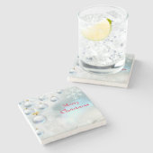 kerstversieringen en sneeuwvlokken stenen onderzetter (Zijkant)