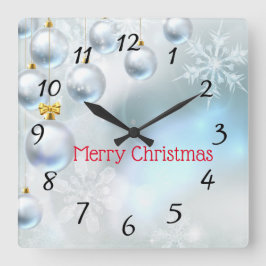 kerstversieringen en sneeuwvlokken  vierkante klok