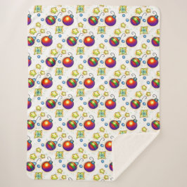 kerstversieringen en sterrenafdrukken sherpa deken