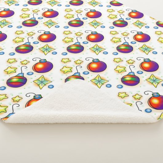 kerstversieringen en sterrenafdrukken sherpa deken (3/4)