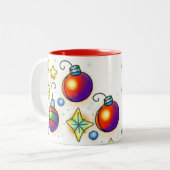 kerstversieringen en sterrenafdrukken tweekleurige koffiemok (Voorkant links)