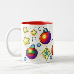 kerstversieringen en sterrenafdrukken tweekleurige koffiemok